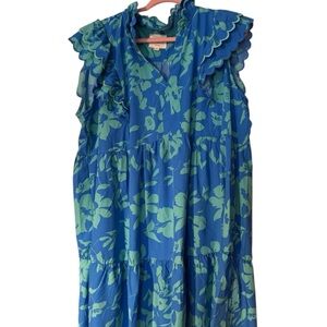 Umgee Vibrant Blue and Green Dress